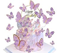 Dilightnews 56 Piezas Mariposas para Tartas, Pastel de Mariposa de Feliz Cumpleaños, Topper de Tarta Decoración, Para Niñas Cumpleaños Fiesta de San Valentín Bodas