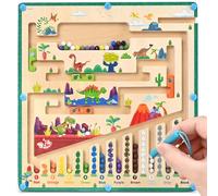 Dilightnews Laberinto Magnetico, Juegos Montessori 2 Años, Laberinto Magnetico Montessori Madera, Juego Laberinto Magnético, Educativos Y De Viaje Regalos para Niña Niño (Dinosaurio)