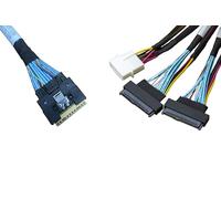 Diliving Cable SFF-8654 a SFF-8639, SlimSAS 8i (SFF-8654 74P) a 2 puertos U.2 NVMe adaptador (SFF-8639 68P) cable con alimentación, 75CM