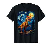 Dilophosaurus Dinosaurio Prehistórico Noche Estrellada Van Gogh Art Camiseta
