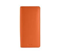 DiLoro Estuche de piel con cremallera para tres o cuatro bolígrafos o vasos (naranja napa)