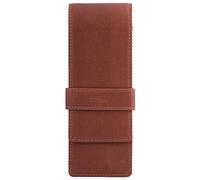 DiLoro Leather Triple Pen Case Pencil Pouch Holder for Three Fountain Ballpoint Rollerball Pens and Pencils (Bugatti Tan)