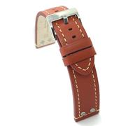 diloy Correa cuero vacuno engrasado estilo aviador piloto flieger con remaches - Tallas 18mm 20mm 22mm 24mm - Negro marrón oscuro marrón claro - Diseño deportivo clásico 381 marrón 18mm