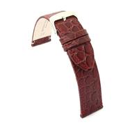 diloy Correa de cuero para reloj de vestir - Piel vacuno con grabado cocodrilo escama redonda - Plana, estilo clásico, hebilla de acero - Tallas 12mm 14mm 16mm 18mm 20mm 22mm P209 Rojo 22mm