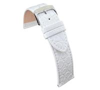 diloy Correa de cuero para reloj de vestir - Piel vacuno con grabado cocodrilo escama redonda - Plana, estilo clásico, hebilla de acero - Tallas 12mm 14mm 16mm 18mm 20mm 22mm P209 Blanco 18mm