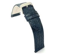 diloy Correa de cuero para reloj de vestir - Piel vacuno con grabado cocodrilo escama redonda - Plana, estilo clásico, hebilla de acero - Tallas 12mm 14mm 16mm 18mm 20mm 22mm P209 Azul 20mm