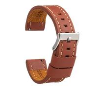 diloy Correa de cuero vacuno encerado con costura blanca estilo vintage - Para reloj deportivo o clásico - Tallas 18mm 20mm 22mm 24mm 26mm - Marrón o negro - Hecha a mano 384 marrón 26mm