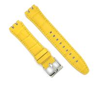 diloy Correa de Reloj de piel compatible con Swatch Irony y Scuba. Cuero grabado cocodrilo alligator 21-23mm Ref 328 Amarillo 21mm
