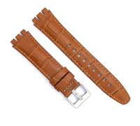 diloy Correa de Reloj de piel compatible con Swatch Irony y Scuba. Cuero grabado cocodrilo alligator 21-23mm Ref 328 marrón 23mm