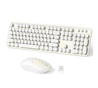 Dilter Combo de teclado y mouse inalámbricos, 104 teclas, teclados de máquina de escribir de tamaño completo, receptor USB de 2.4 GHz, Plug and Play, para Windows, PC, portátil, escritorio (blanco