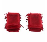 Dilwe 100 Bolsas de Organza con Cordón Transparente y Colores para Recuerdos de Fiesta, Pequeñas Bolsas de Joyería (rojo)