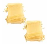 Dilwe 100 Bolsas de Organza con Cordón Transparente y Colores para Recuerdos de Fiesta, Pequeñas Bolsas de Joyería (GOLD)