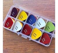 Dilwe 100 Púas de Guitarra, Material ABS, Textura Esmerilada, Bordes Redondos, Colores Brillantes, 6 Grosores, 0,58 0,71 0,81 0,96 1,2 1,5 Mm, con Caja de Almacenamiento para Guitarra,