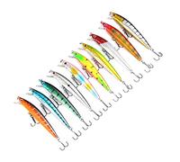 Dilwe 10PCS Señuelos de Pesca Duros, ABS Swimbaits Juego de Cebo para Agua Dulce Molienda de Agua Salada Ganchos Triples Placa de Lengua Equilibrada Patrones de Escala Vívida
