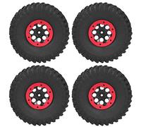 Dilwe 4 Neumáticos RC de 1,9 Pulgadas, Rueda de Carreras Inflable con Control Remoto, Neumáticos de Coche de Escalada para SCX10 1,9 Pulgadas (Rojo)