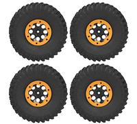 Dilwe 4 Neumáticos RC de 1,9 Pulgadas, Rueda de Carreras Inflable con Control Remoto, Neumáticos de Coche de Escalada para SCX10 1,9 Pulgadas (Orange)