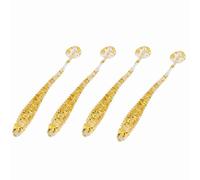 Dilwe 50 piezas señuelos de pesca de plástico flexible de 5 Cm, cebos para gusanos de cola en T, con acción de natación realista, para pesca en agua dulce y agua salada (GOLD)