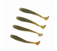 Dilwe 50 piezas señuelos de pesca de plástico flexible de 5 Cm, cebos para gusanos de cola en T, con acción de natación realista, para pesca en agua dulce y agua salada (BLACK)