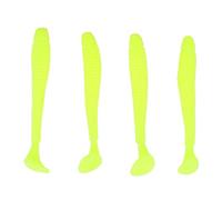 Dilwe 50 piezas señuelos de pesca de plástico flexible de 5 Cm, cebos para gusanos de cola en T, con acción de natación realista, para pesca en agua dulce y agua salada (YELLOW)