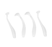 Dilwe 50 piezas señuelos de pesca de plástico flexible de 5 Cm, cebos para gusanos de cola en T, con acción de natación realista, para pesca de agua dulce y agua salada (perla blanca)