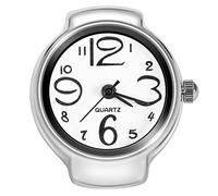 Dilwe 8 Colores Anillo de Reloj, Anillo de Dedo de Moda para Mujeres Y Hombres, Anillo de Dedo Redondo Analógico de Cuarzo, Anillo De Amor, Reloj de Dedo para Hombres Y Mujeres(Blanco)