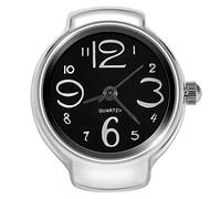 Dilwe 8 Colores Anillo de Reloj, Anillo de Dedo de Moda para Mujeres Y Hombres, Anillo de Dedo Redondo Analógico de Cuarzo, Anillo De Amor, Reloj de Dedo para Hombres Y Mujeres(Negro)