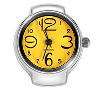 Dilwe 8 Colores Anillo de Reloj, Anillo de Dedo de Moda para Mujeres Y Hombres, Anillo de Dedo Redondo Analógico de Cuarzo, Anillo De Amor, Reloj de Dedo para Hombres Y Mujeres(Amarillo)