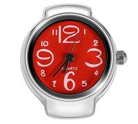 Dilwe 8 Colores Anillo de Reloj, Anillo de Dedo de Moda para Mujeres Y Hombres, Anillo de Dedo Redondo Analógico de Cuarzo, Anillo De Amor, Reloj de Dedo para Hombres Y Mujeres(Rosso)
