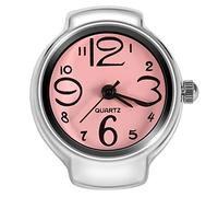 Dilwe 8 Colores Anillo de Reloj, Anillo de Dedo de Moda para Mujeres Y Hombres, Anillo de Dedo Redondo Analógico de Cuarzo, Anillo De Amor, Reloj de Dedo para Hombres Y Mujeres(Rosa)