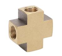 Dilwe Accesorio de Tubería de Latón de 4 Vías, Adaptador de Tubería de Latón de Rosca Hembra de 1 8 Pulgadas, Conector de de de 4 Vías para Vacío, Aire, Agua, Aceite, Gas, Diseño de Puertos, Uso