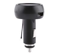 Dilwe Adaptador de Cargador de Coche, Voltímetro de Coche de Plástico Metálico, Termómetro con Encendedor de Cigarrillos USB, 12 V A 24 V, 5, 2,1 A, Pantalla LED Dual para Coches, SUV, Camiones,