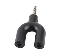 Dilwe Adaptador Divisor de Auriculares en Forma de U, Divisor de Audio de 3,5 Mm, Conector de Aleación de Aluminio 2 Hembra a 1 Macho, con Diseño de Alta Fidelidad de Blindaje para Uso (Black)