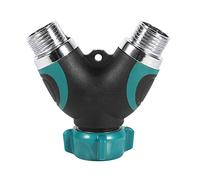 Dilwe Adaptador Divisor de Manguera de Jardín de 2 Vías Resistente para Riego Eficiente, Conector de Aleación de Zinc NPT3/4" para Riego de Jardín Doméstico, 1 Unidad