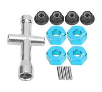 Dilwe Adaptador Hexagonal de Rueda de 12 Mm, Accesorios de Coche RC de Aleación de Aluminio con Tuercas Antideslizantes y Llave Cruzada, Apto para Coches RC 1/10 (Blue)