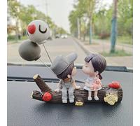 Dilwe Adorno de Muñecas de Dibujos Animados Decoración del Tablero de Coche Lindo Adorable Pareja Besante de Niño Beso Adorno de Coche con Material de PVC para la Decoración Interior del Automóvil