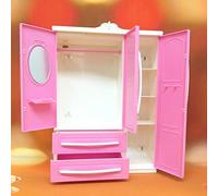 Dilwe Armario para Muñecas, Miniarmario, Muebles Ornamentales para Habitación de Niños, Tienda de Ropa para Muñecas, Joyas, Material ABS, 18,3x6,5x25,8cm (Pink)