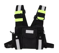 Dilwe Bolsa de Pecho para Radio, Arnés de Pecho para Radio, Paquete Frontal, Funda, Chaleco, Reflectante Verde, Bolsa de Pecho Ajustable para Walkie Talkie