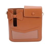 Dilwe Bolso para Taza de Agua, Bolsa de Almacenamiento Minimalista de PU con Correa Ajustable y Portavasos Incorporado, para IR de Compras, Actividades Al Aire y Desplazamientos (Brown)