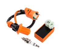 Dilwe Bujía de Encendido de Bobina de CDI Rendimiento de Carreras 6 Pines CDI Box + Bobina de Encendido + Bujía para Gy6 50 CC 125 CC 150 CC ATV
