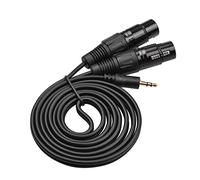 Dilwe Cable de 3,5 Mm a XLR Dual Cable de Micrófono Estéreo Blindado OFC Conectores de Metal de 4,9 Pies para Teléfono Tableta Computadora Portátil a Mezclador Altavoz Micrófono Ecualizador (Femenina)