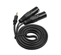 Dilwe Cable de 3,5 Mm a XLR Dual Cable de Micrófono Estéreo Blindado OFC Conectores de Metal de 4,9 Pies para Teléfono Tableta Computadora Portátil a Mezclador Altavoz Micrófono Ecualizador