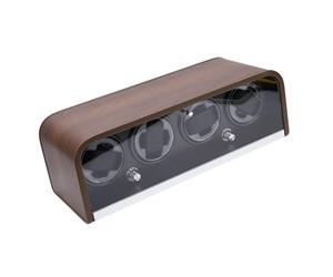 Dilwe Caja Enrolladora Automática para Relojes, Almacenamiento de 4 Relojes con Luz LED, 5 Modos de Rotación Ultrasilenciosa para Mecánicos, Vitrina para Hombres
