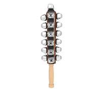 Dilwe Campanas de Trineo, 25 Cascabeles Chapados en Níquel con Mango de Madera de Haya, Cuatro Filas para Actuaciones de Entrenamiento Musical de Coro Escolar