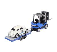 Dilwe Carretilla Elevadora de Control Remoto, 1/64 2.4Ghz Vehículo de Ingeniería de Carretilla Elevadora de Construcción RC de Control Dual con Remolque y Accesorios (Oscuro)