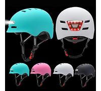 Dilwe Casco de Ciclismo con Luz LED Casco de Bicicleta EPS para PC con Faro Delantero Recargable por USB y Luz Trasera de 3 Modos Ajustable M 54 a 57 Cm L 58 a 61 Cm para Monopatín de Ciclismo (Pink