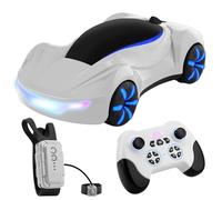 Dilwe Coche De Deriva RC, Coche De Control Remoto Y19 De Control Dual Giratorio De 360 ° 2.4G con Spray Y Luz para Actualizar (White)