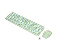 Dilwe Combo De Teclado Y Mouse Inalámbrico, Juego De Teclado Y Mouse Inalámbricos 2.4G para Ratones Y Teclados Inalámbricos Compactos Retro, para PC/Computadora Portátil(Verde)