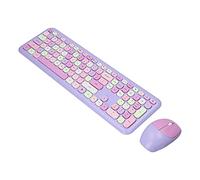 Dilwe Combo De Teclado Y Mouse Inalámbrico, Juego De Teclado Y Mouse Inalámbricos 2.4G para Ratones Y Teclados Inalámbricos Compactos Retro, para PC/Computadora Portátil(Púrpura)