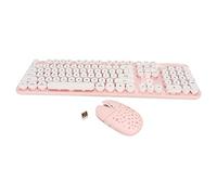 Dilwe Combo de Teclado y Mouse Inalámbricos, Teclado y Mouse Inalámbricos, 2.4G Pure Color Retro, Mouse de Teclado Inalámbrico con Teclas Redondas y Teclado Numérico (Tablero Rosa)