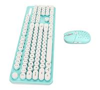 Dilwe Combo de Teclado y Mouse Inalámbricos, Teclado y Mouse Inalámbricos, 2.4G Pure Color Retro, Mouse de Teclado Inalámbrico con Teclas Redondas y Teclado Numérico (Tablero Azul)